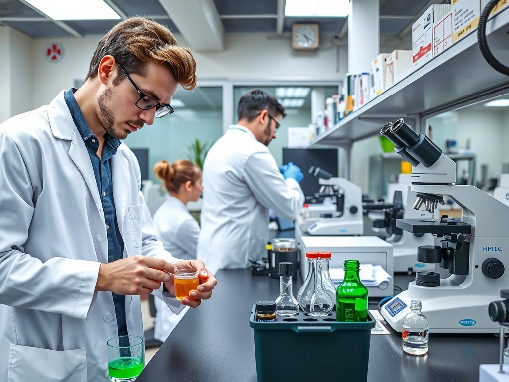 Laboratory equipment testing natural ingredients for purity and potency